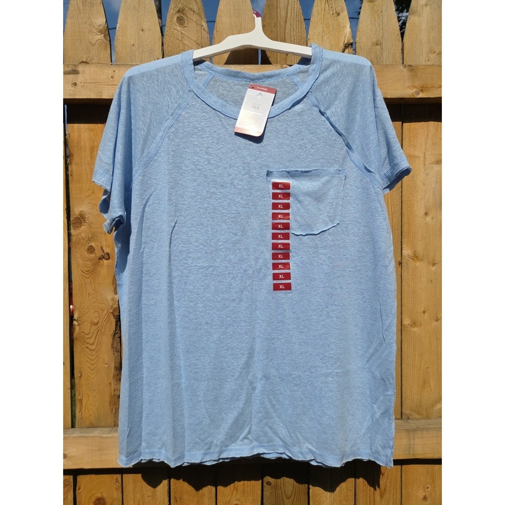 Member's‎ Mark Women's Linen Blend Crew Neck Short Sleeve Pocket Tee XL